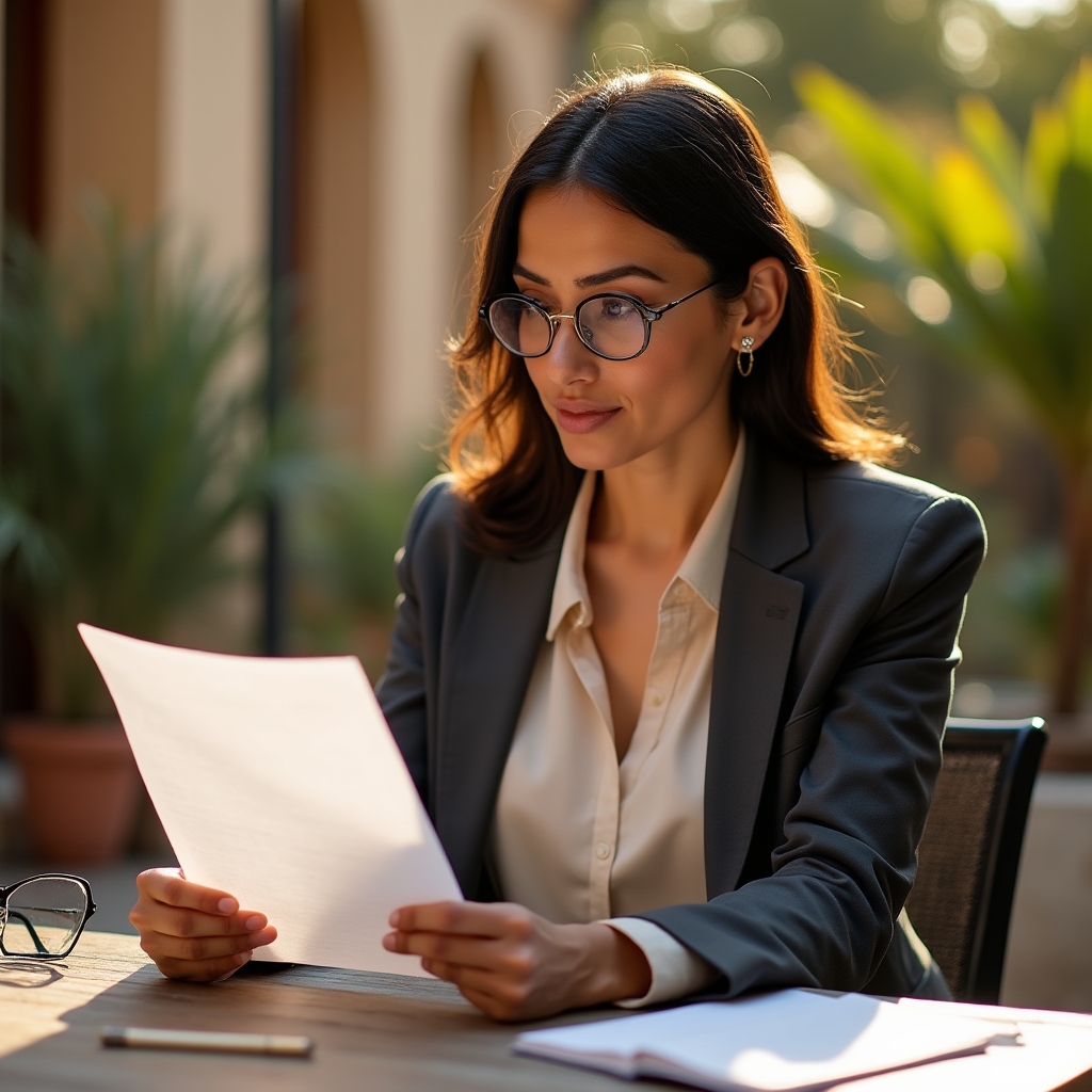 Persona che legge documenti finanziari in modo riflessivo